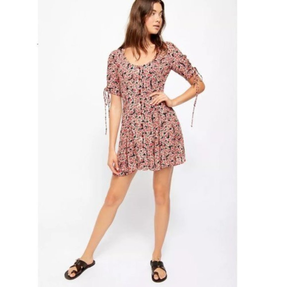 Free People Floral Mini Dress - Red and Black - Picture 3 of 10